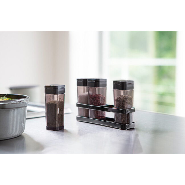 4-Piece Spice Bottles With Rack, Black - Storage - 3