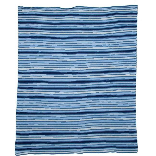 River Stripe Throw Blanket, Milk/Sky Blue