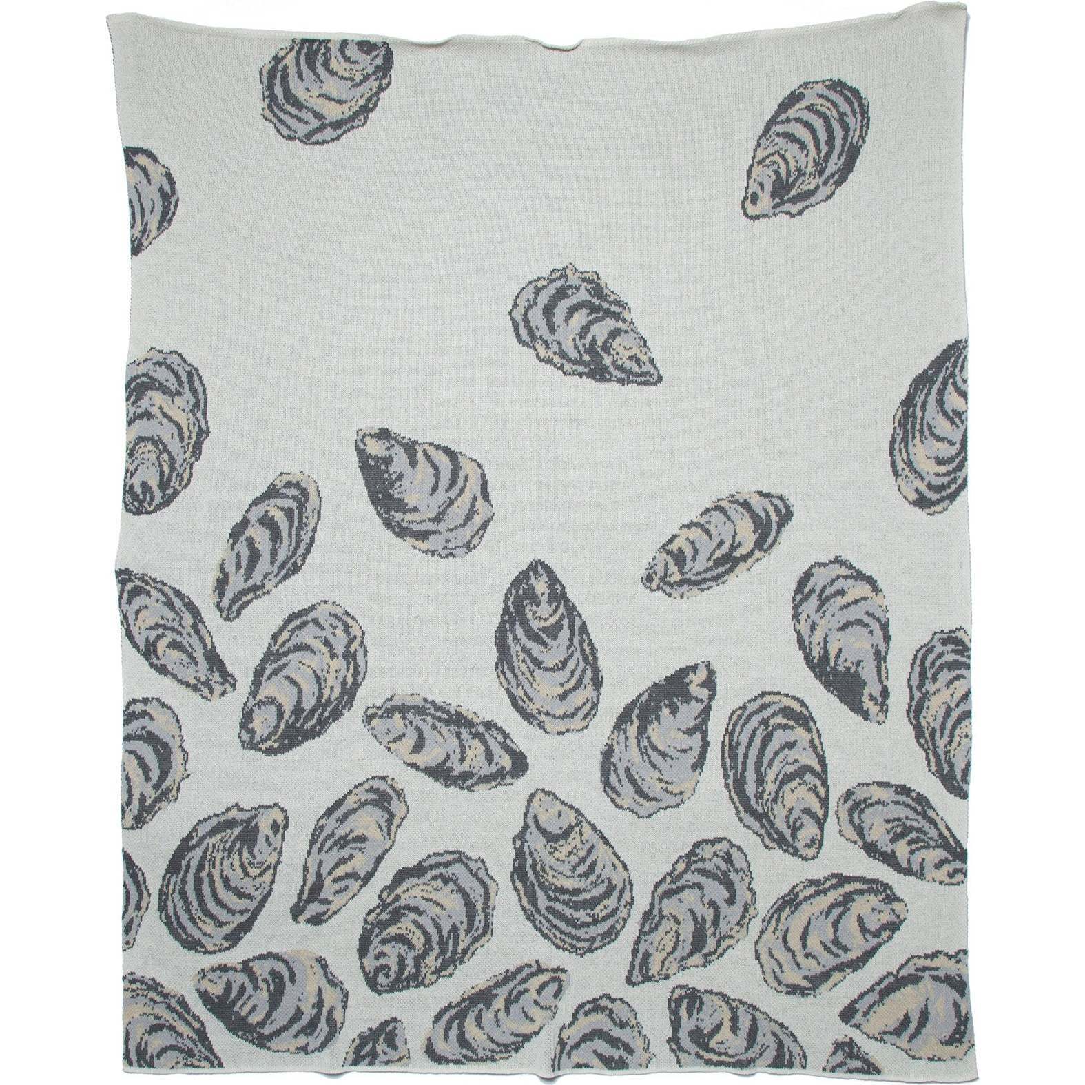 Oyster Throw Blanket, Milk/Grey - Throws - 1