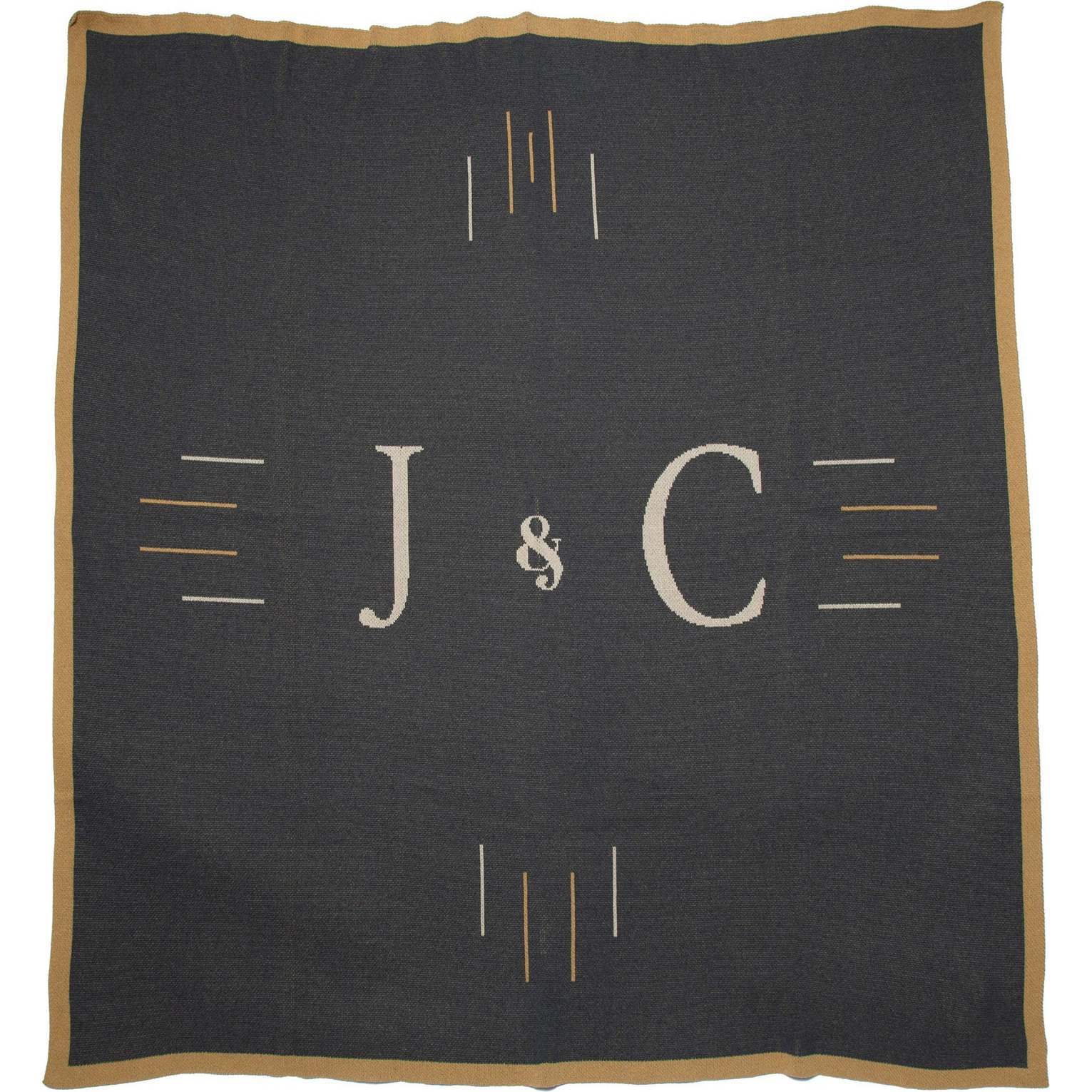 Personalized Love Letters Throw Blanket, Grey/Flax/Straw - Throws - 1