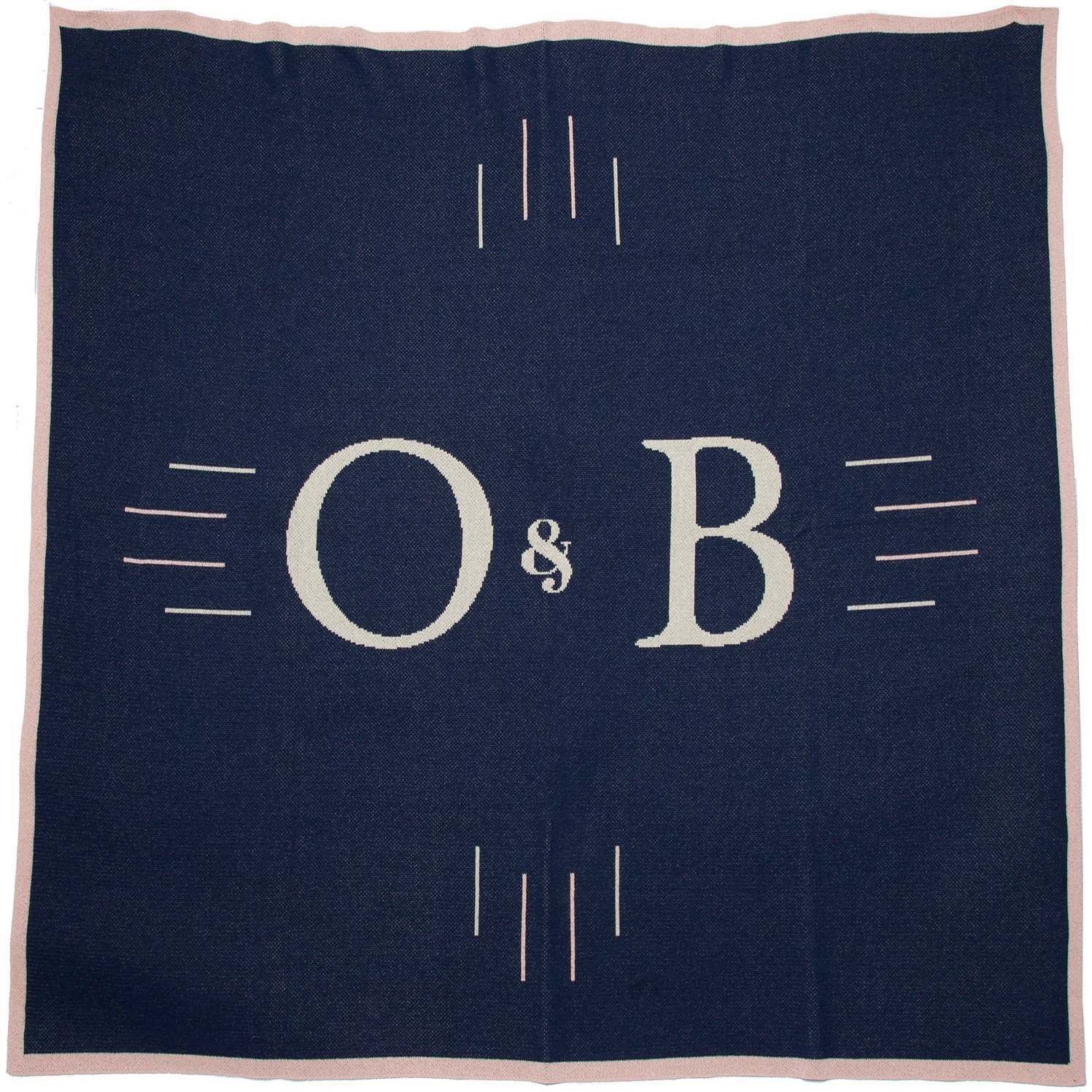 Personalized Love Letters Throw Blanket, Marine/Flax/Cameo - Throws - 1