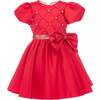 Sevilla Teacup Bow Dress, Red - Dresses - 1 - thumbnail