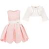 Palomino Scallop Hem Dress & Cardigan, Pink - Dresses - 1 - thumbnail
