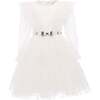 Komina Glitter Tulle Dress, White - Dresses - 1 - thumbnail