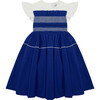 True Blue Poplin Dress With Frill, Aegean Blue - Dresses - 1 - thumbnail