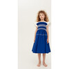 True Blue Poplin Dress With Frill, Aegean Blue - Dresses - 2