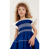 True Blue Poplin Dress With Frill, Aegean Blue - Dresses - 5