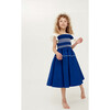 True Blue Poplin Dress With Frill, Aegean Blue - Dresses - 6
