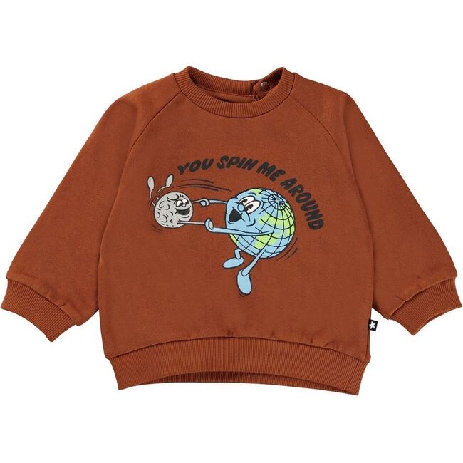 Globe Spin Graphic Sweatshirt, Brown - Sweatshirts - 1