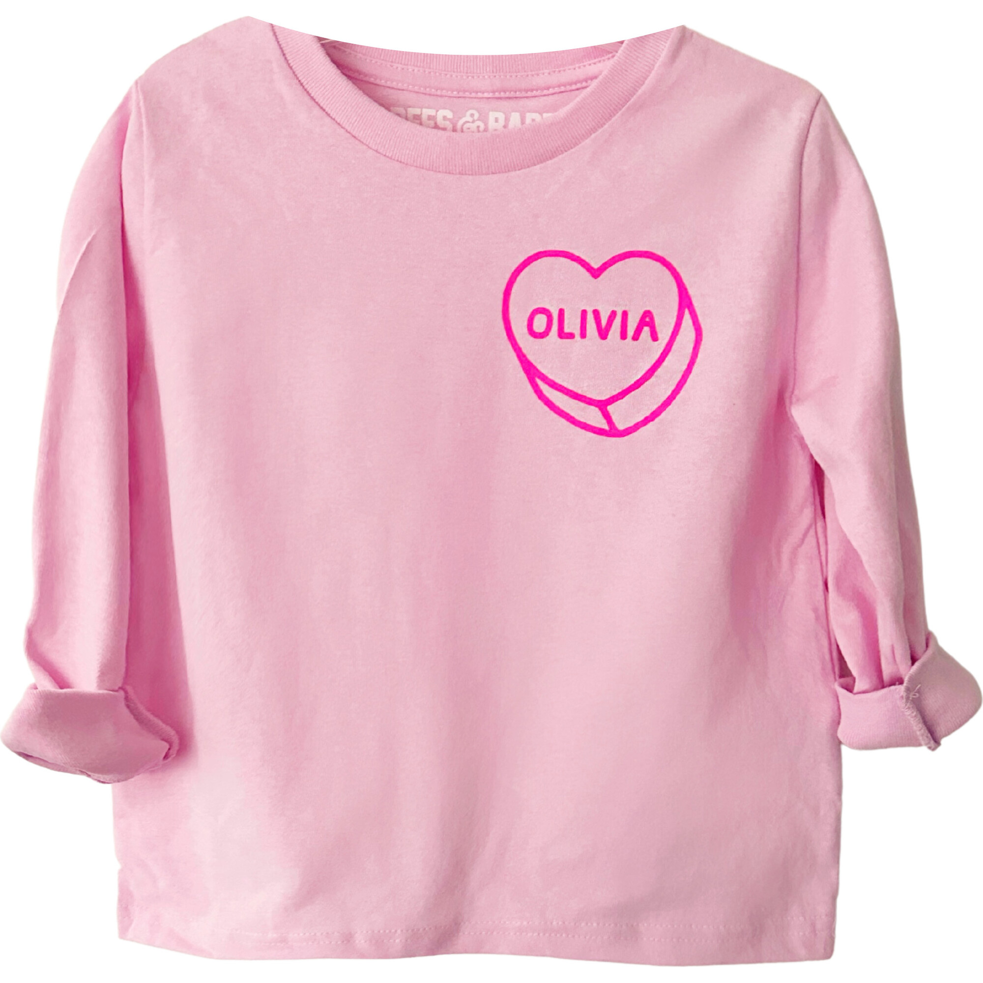 Personalized Luv Letters Long Sleeve T-Shirt, Pink - Tees - 1