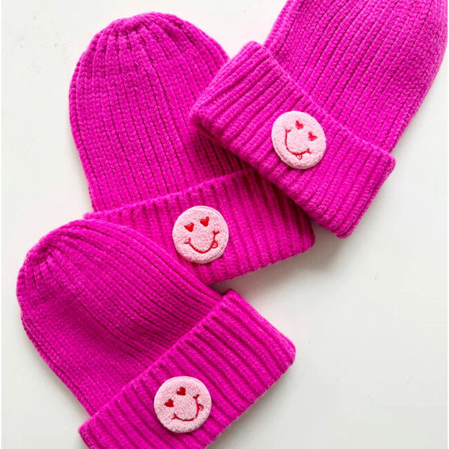 Women's Adult Ribbed Patch Beanie, Pink - Hats - 2
