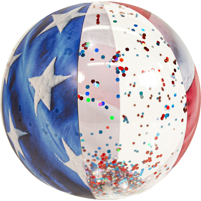 Stars & Stripes 19" Jumbo Beach Ball with Glitter, Multi - Outdoor Games - 1
