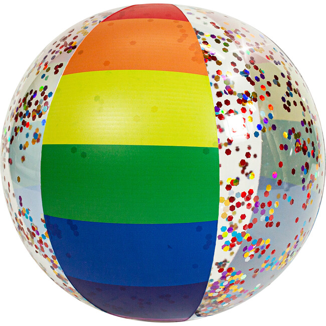 Rainbow Collection Jumbo Glitter Beach Ball Classic Rainbow , Multi