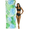 Resort Collection Deluxe Pool Raft 74 x 30" with Tropical Print, Green - Pool Floats - 1 - thumbnail