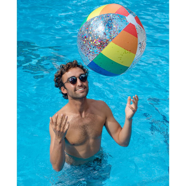 Rainbow Collection Jumbo Glitter Beach Ball Classic Rainbow , Multi - Outdoor Games - 3