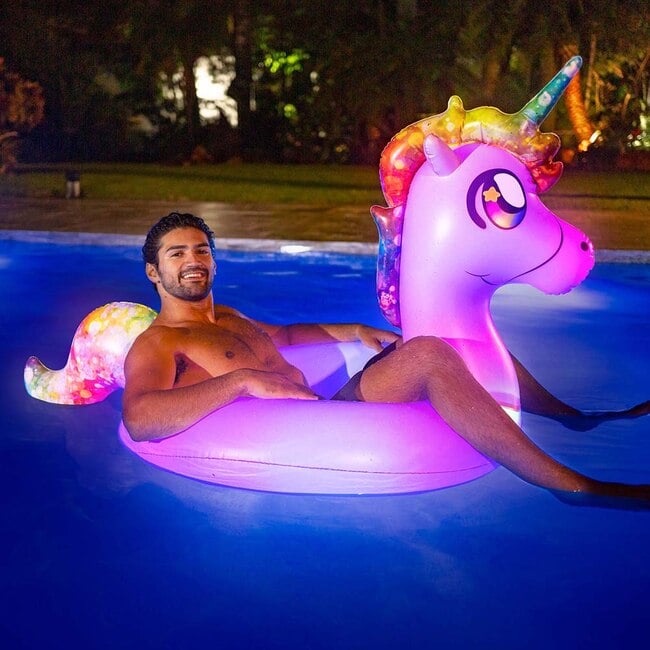 Illuminated LED Unicorn 42" Jumbo Beach & Pool Tube, Multi - Pool Floats - 2