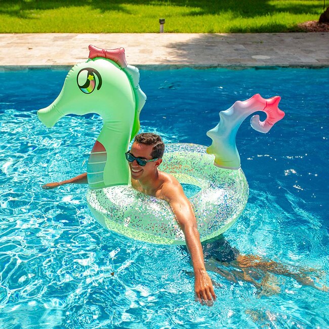 Glitter Seahorse 42" Beach & Pool Tube, Green - Pool Floats - 2