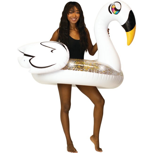 Glitter Swan 48" Jumbo Beach & Pool Tube, White - Pool Floats - 3