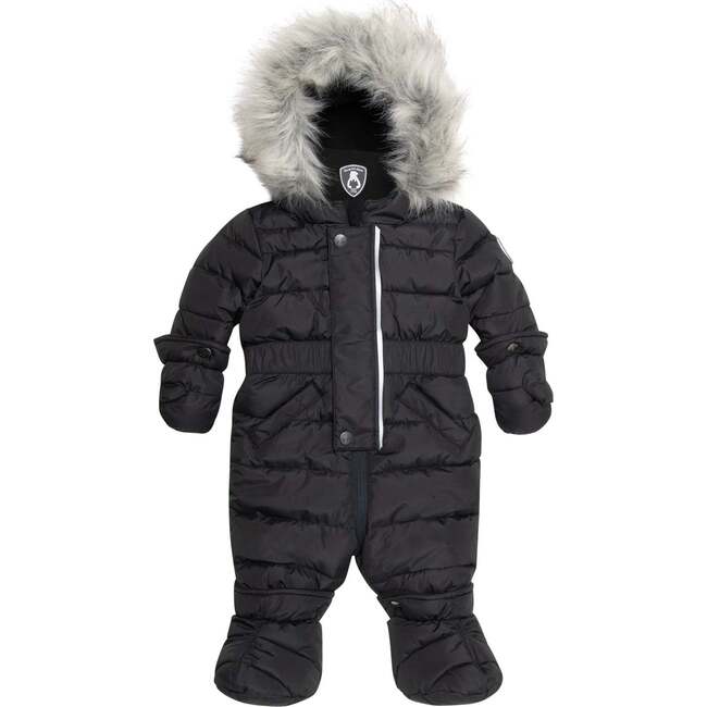 One Piece Baby Snowsuit, Black - Snowsuits - 2