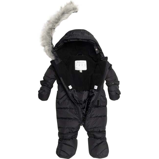One Piece Baby Snowsuit, Black - Snowsuits - 4