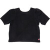 Organic Kasey Short Puff Sleeve Top, Caviar - T-Shirts - 1 - thumbnail