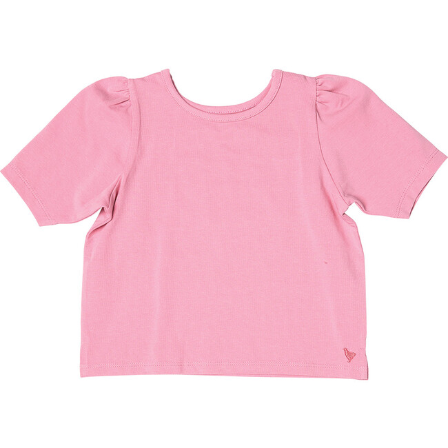 Organic Kasey Short Puff Sleeve Top, Pink - T-Shirts - 1
