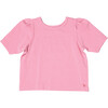 Organic Kasey Short Puff Sleeve Top, Pink - T-Shirts - 1 - thumbnail