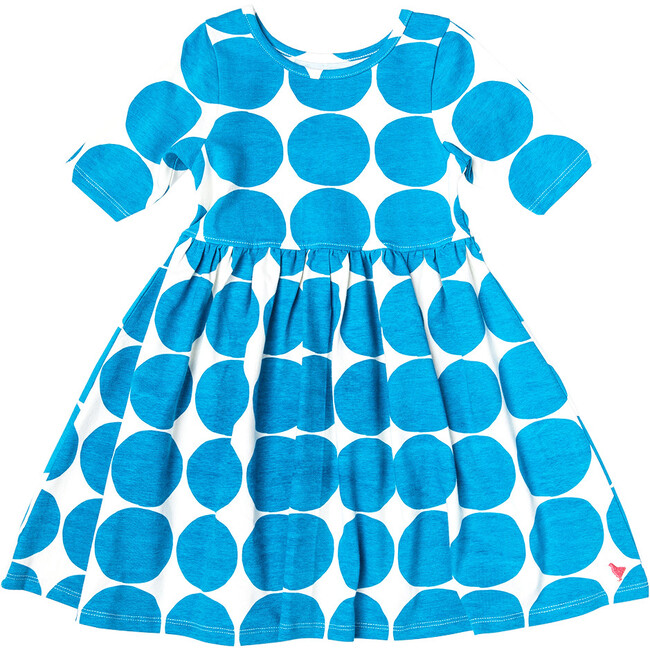Organic Steph Skinny Sleeve Dress, Blue Dot - Dresses - 1