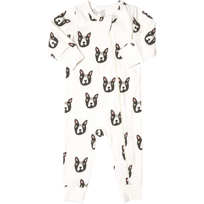 Organic Front Zipper Romper, Boston Terrier - Pajamas - 1