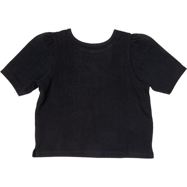 Organic Kasey Short Puff Sleeve Top, Caviar - T-Shirts - 5