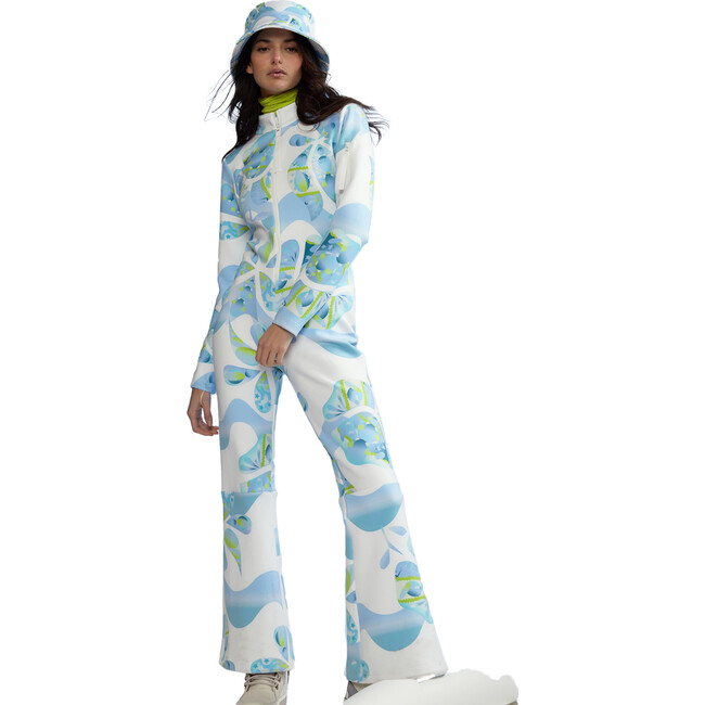Water Repellent Neoprene Printed Ski Suit, White