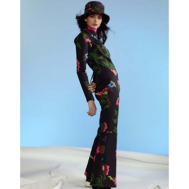 Water Repellent Neoprene Floral Ski Suit, Black - Snowsuits - 2