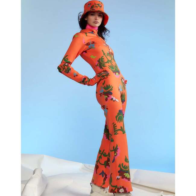 Water Repellent Neoprene Floral Ski Suit, Orange - Snowsuits - 2