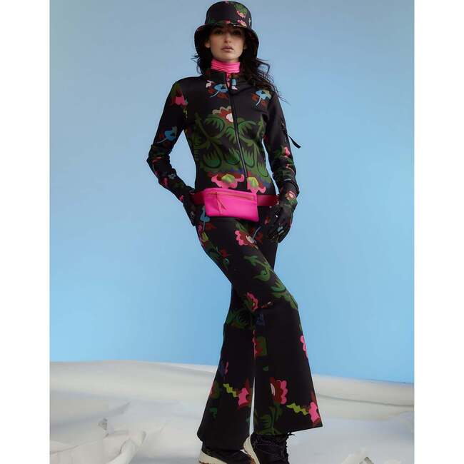 Water Repellent Neoprene Floral Ski Suit, Black - Snowsuits - 5