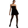 Women's Velvet Ribbon Mesh Strapless Dress, Black - Dresses - 1 - thumbnail