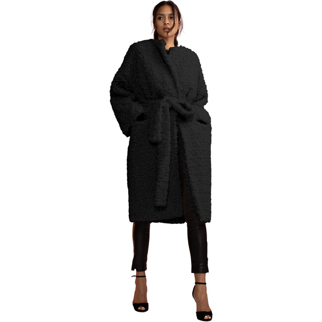 Women's Faux Fur Long Coat, Black