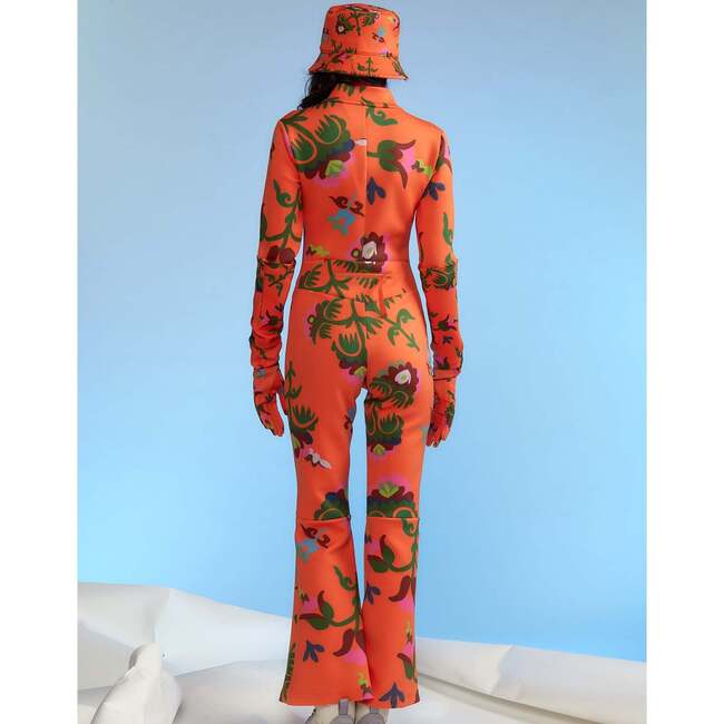 Water Repellent Neoprene Floral Ski Suit, Orange - Snowsuits - 5