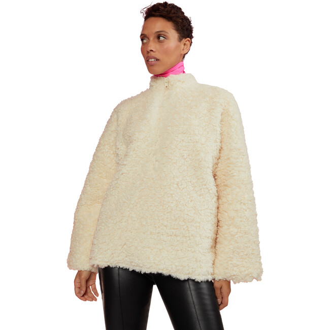 Women's Faux Fur Pullover, Beige - Sweaters - 1