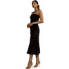 Women's Velvet Ribbon Mesh Midi Dress, Black - Dresses - 1 - thumbnail