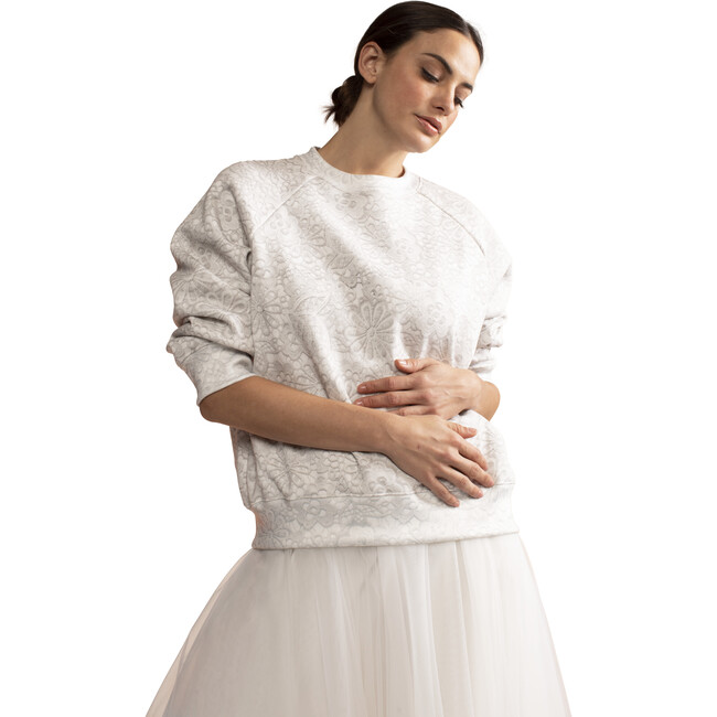 Women's Trompe L'Oeil Printed Jumper, White - Sweaters - 2