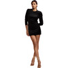 Women's Velour Shoulder Pad Dress, Black - Dresses - 1 - thumbnail