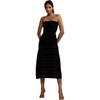 Women's Velvet Ribbon Mesh Midi Dress, Black - Dresses - 2