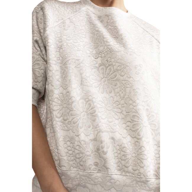 Women's Trompe L'Oeil Printed Jumper, White - Sweaters - 3