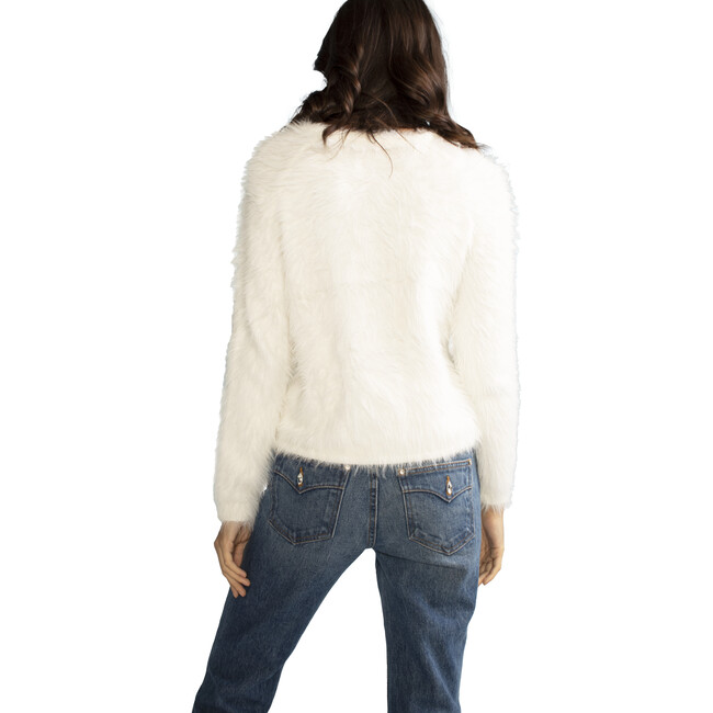 Women's Fuzzy Sweater, White - Sweaters - 4