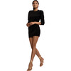 Women's Velour Shoulder Pad Dress, Black - Dresses - 2
