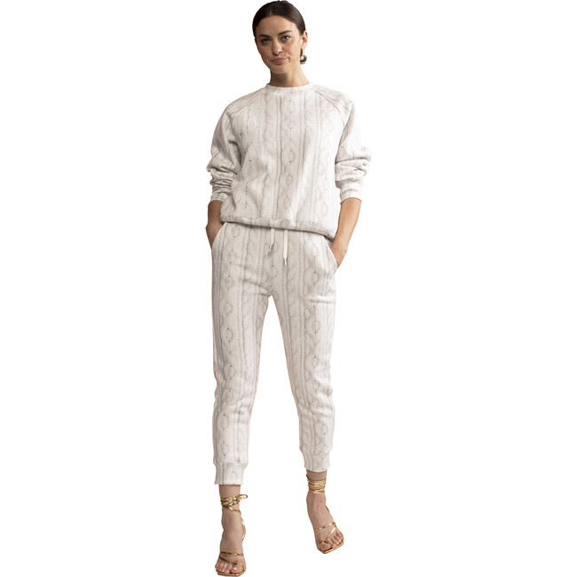 Women's Trompe L'Oeil Printed Sweatshirt, White - Sweatshirts - 3