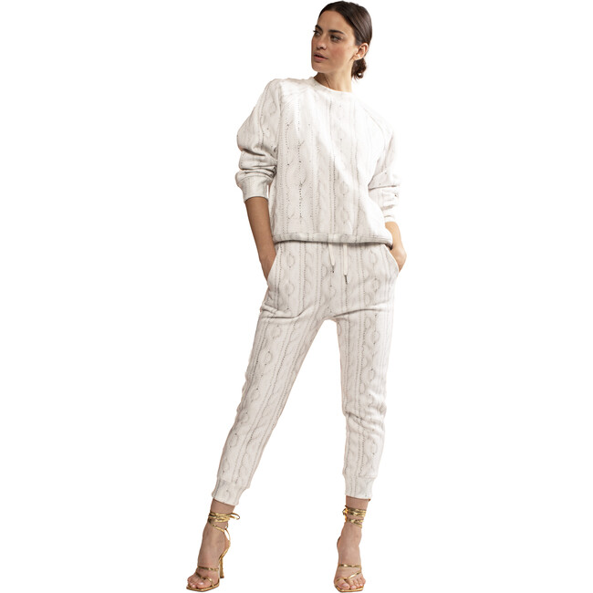 Women's Trompe L'Oeil Printed Sweatshirt, White - Sweatshirts - 4