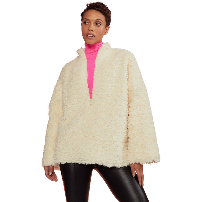 Women's Faux Fur Pullover, Beige - Sweaters - 4