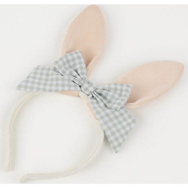 Velvet Bunny Ears Headband With Bow - Hair Accessories - 3