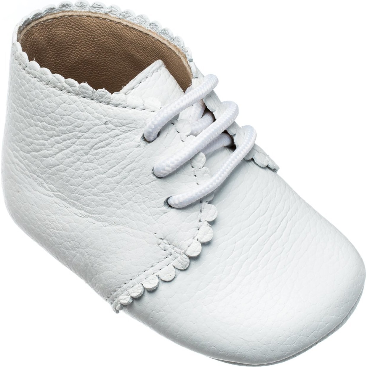 Scalloped Bootie, White - Booties - 1